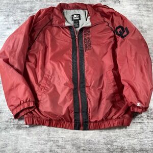 Vintage Oklahoma Sooners Starter Jacket Mens XL Red 90s Windbreaker 4037S
